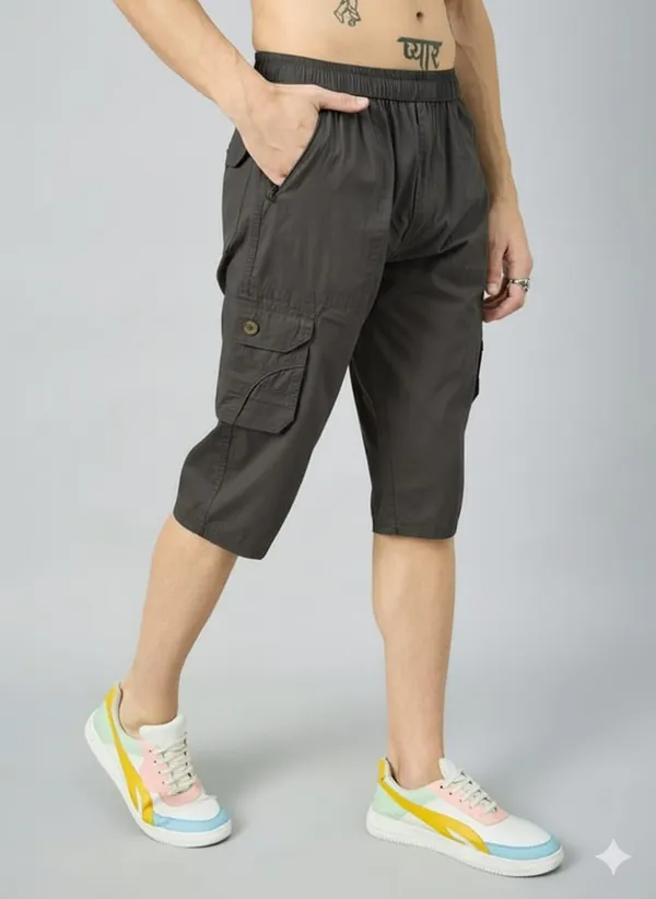 Dark_Grey_Cotton_Capri_3/4_For_Men