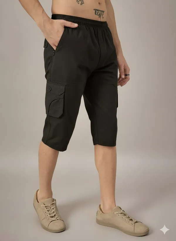 Black_Cotton_Capri_3/4_For_Men