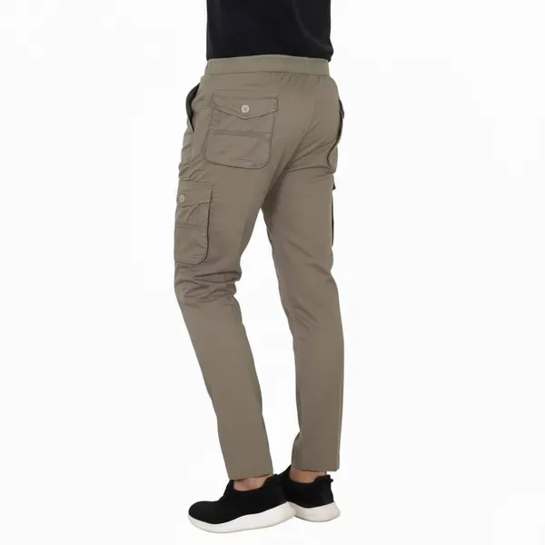 Khaki_Cotton_Cargo_Bottom_Pant_For_Men