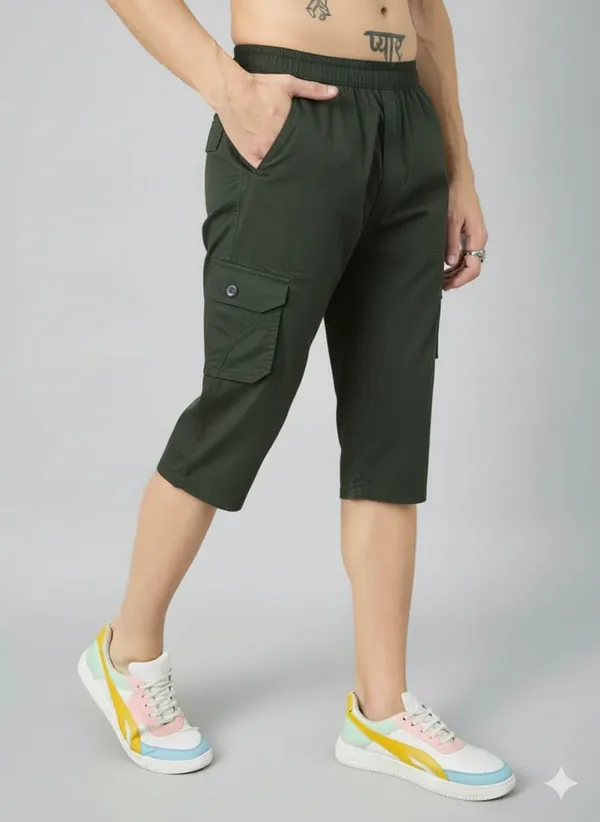 Dark_Green_Otton_Capri_3/4_For_Men