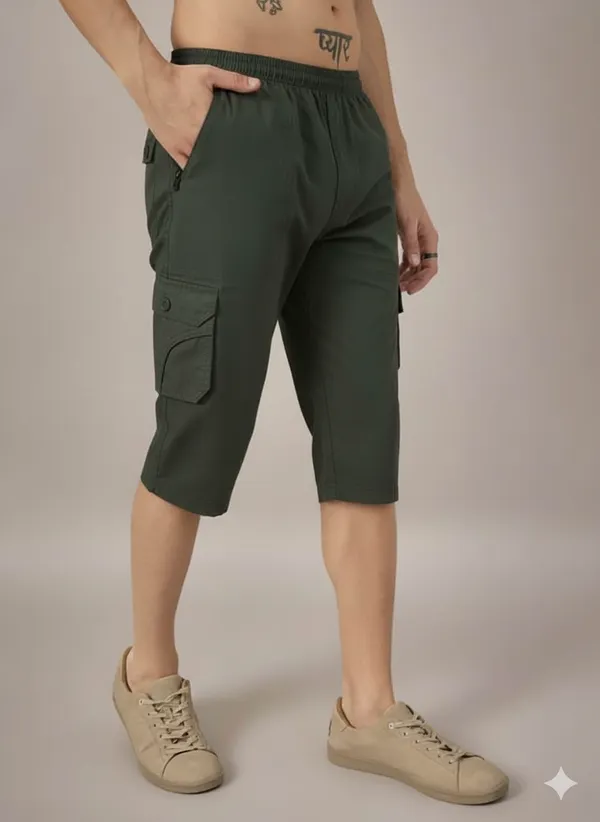 Dark_Green_Otton_Capri_3/4_For_Men