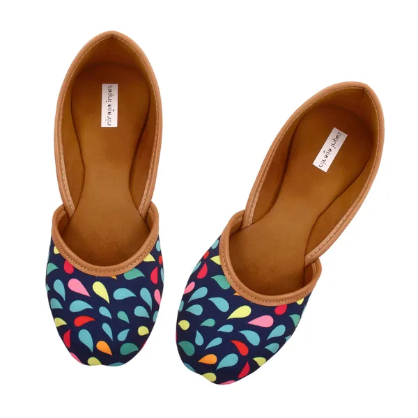 Blue_Midnight_Raindrop_Faux_Leather_Jutti_For_Women_&_Girls