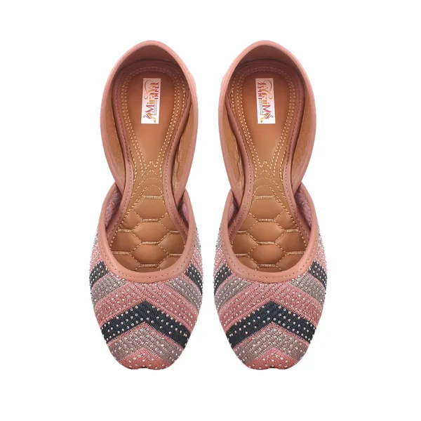 Peach_Bridal_Faux_Leather_Jutti_For_Women_&_Girls