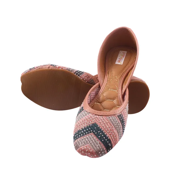 Peach_Bridal_Faux_Leather_Jutti_For_Women_&_Girls