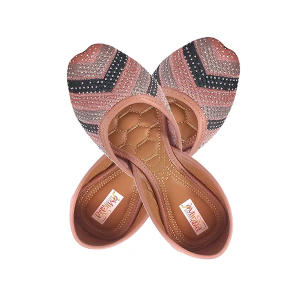 Peach_Bridal_Faux_Leather_Jutti_For_Women_&_Girls
