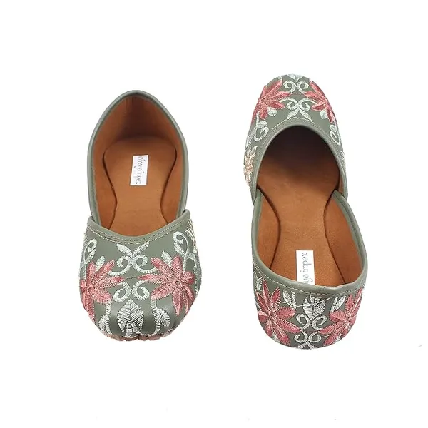 Green_Luxe_Flower_Faux_Leather_Jutti_For_Women_&_Girls
