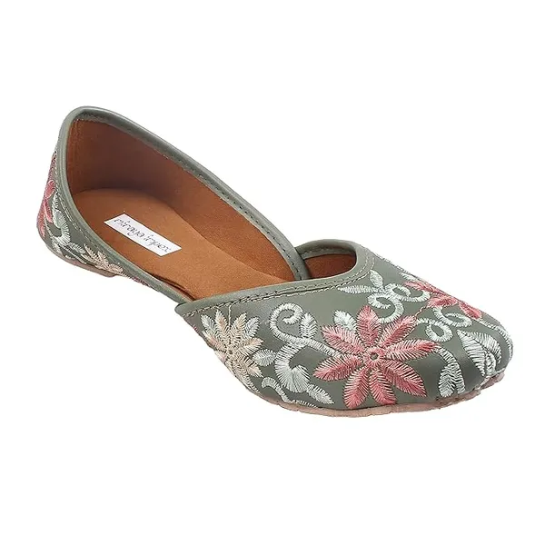 Green_Luxe_Flower_Faux_Leather_Jutti_For_Women_&_Girls
