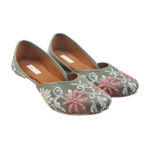 Green_Luxe_Flower_Faux_Leather_Jutti_For_Women_&_Girls