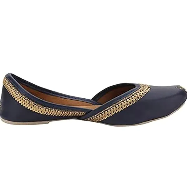 Navy_Blue_Faux_Leather_Jutti_For_Women_&_Girls