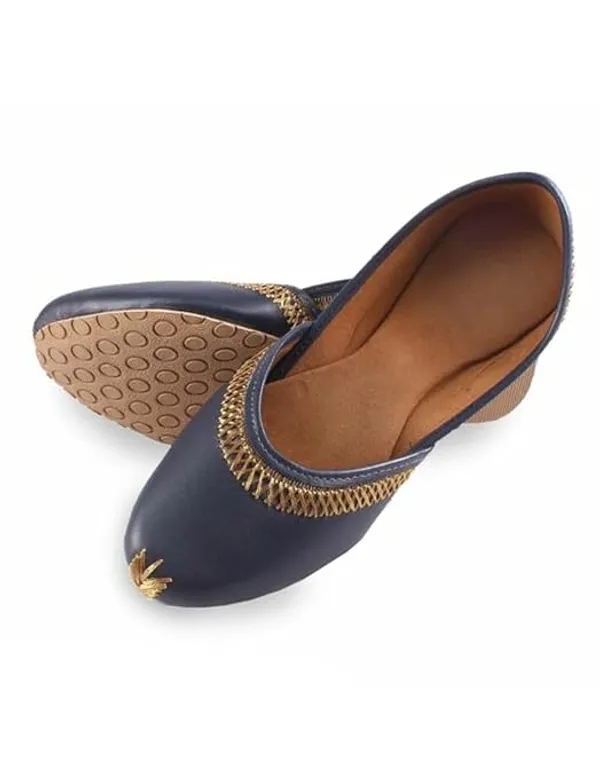 Navy_Blue_Faux_Leather_Jutti_For_Women_&_Girls