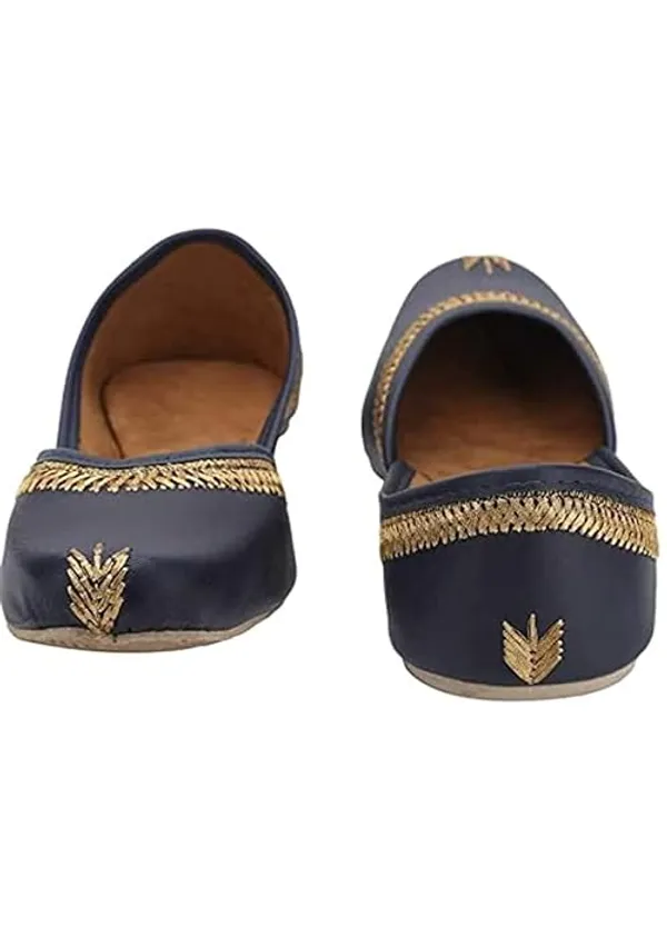 Navy_Blue_Faux_Leather_Jutti_For_Women_&_Girls