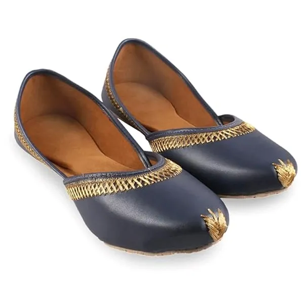 Navy_Blue_Faux_Leather_Jutti_For_Women_&_Girls
