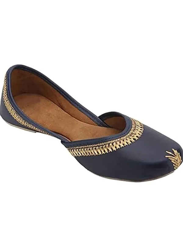 Navy_Blue_Faux_Leather_Jutti_For_Women_&_Girls