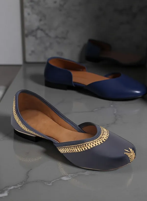 Navy_Blue_Faux_Leather_Jutti_For_Women_&_Girls