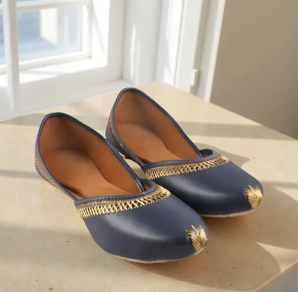 Navy_Blue_Faux_Leather_Jutti_For_Women_&_Girls