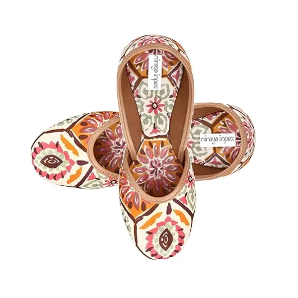 Cream_Sunflower_Luxe_Faux_Leather_Jutti_For_Women_&_Girls