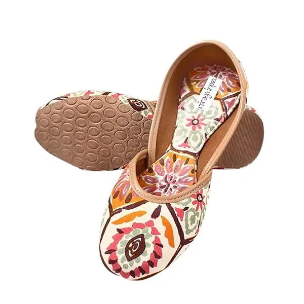Cream_Sunflower_Luxe_Faux_Leather_Jutti_For_Women_&_Girls