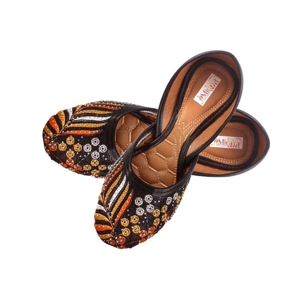 Black_Lotus_Floral_Bridal_Faux_Leather_Jutti_For_Women_&_Girls
