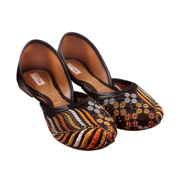 Black_Lotus_Floral_Bridal_Faux_Leather_Jutti_For_Women_&_Girls