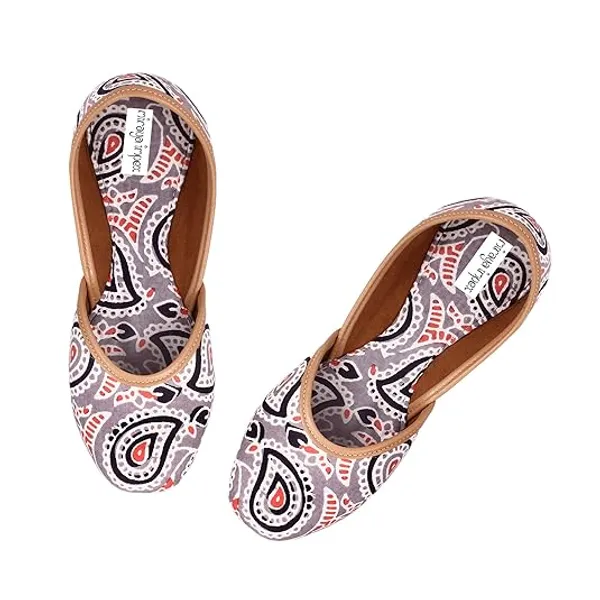 Grey_Chandni_Faux_Leather_Jutti_For_Women_&_Girls