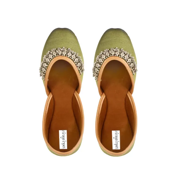 Green_Khanak_Faux_Leather_Jutti_For_Women_&_Girls