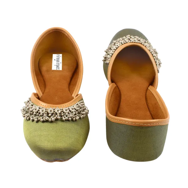 Green_Khanak_Faux_Leather_Jutti_For_Women_&_Girls