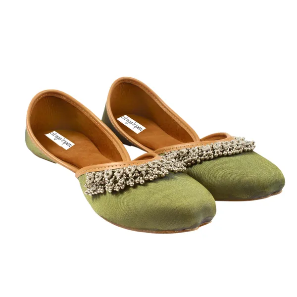 Green_Khanak_Faux_Leather_Jutti_For_Women_&_Girls