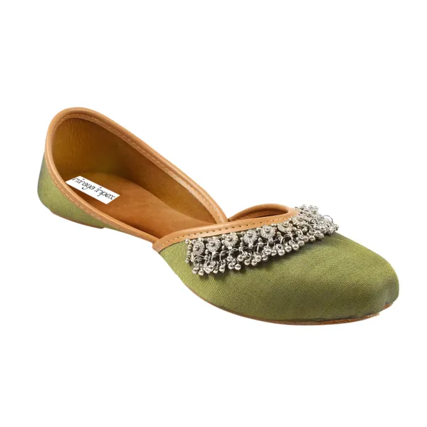 Green_Khanak_Faux_Leather_Jutti_For_Women_&_Girls