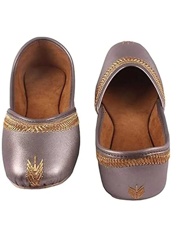 Silver_Sterling_Faux_Leather_Jutti_For_Women_&_Girls