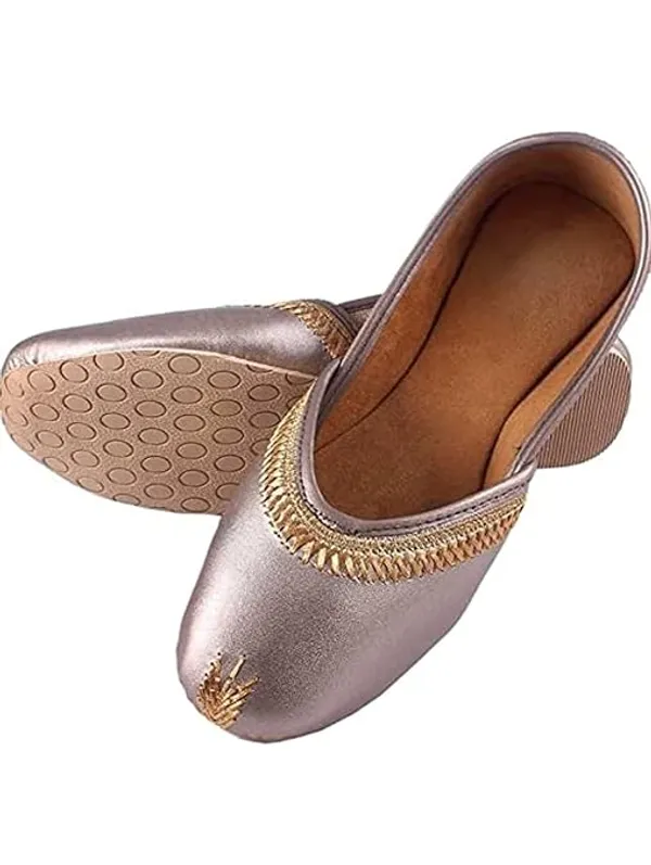 Silver_Sterling_Faux_Leather_Jutti_For_Women_&_Girls