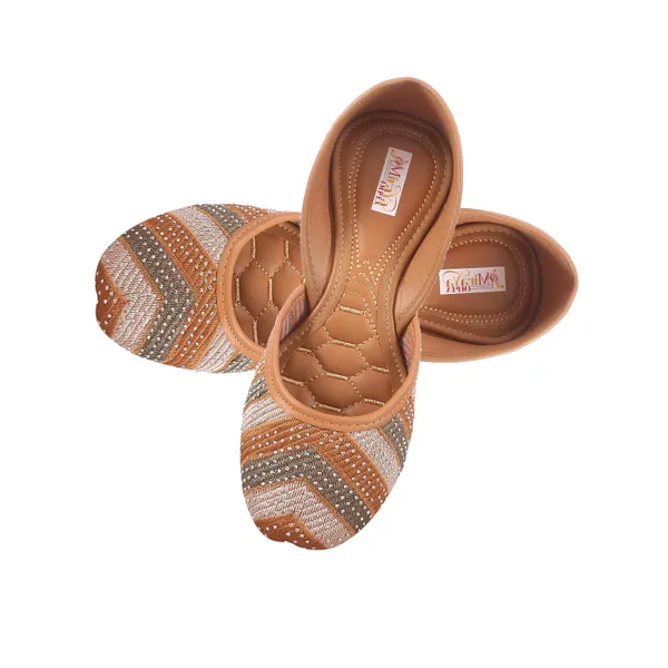 Tan_Orange_Bloom_Bridal_Faux_Leather_Jutti_For_Women_&_Girls