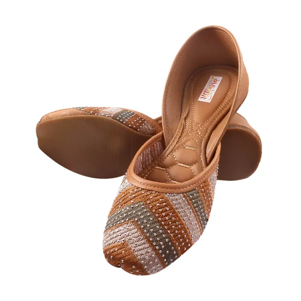 Tan_Orange_Bloom_Bridal_Faux_Leather_Jutti_For_Women_&_Girls