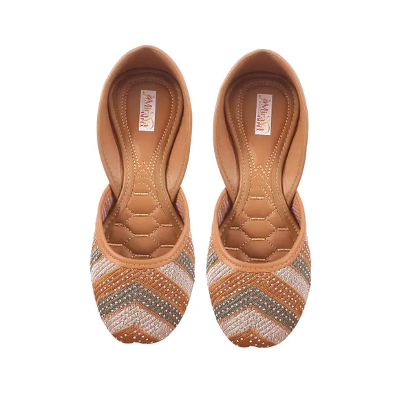 Tan_Orange_Bloom_Bridal_Faux_Leather_Jutti_For_Women_&_Girls