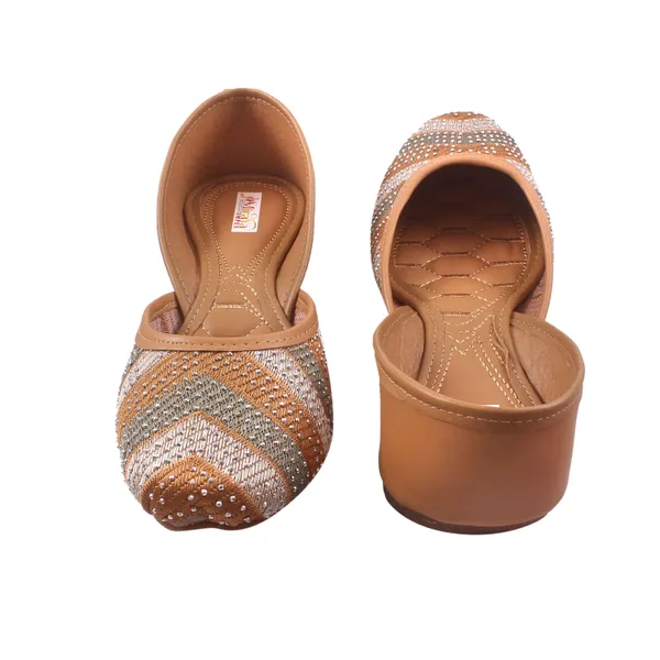 Tan_Orange_Bloom_Bridal_Faux_Leather_Jutti_For_Women_&_Girls