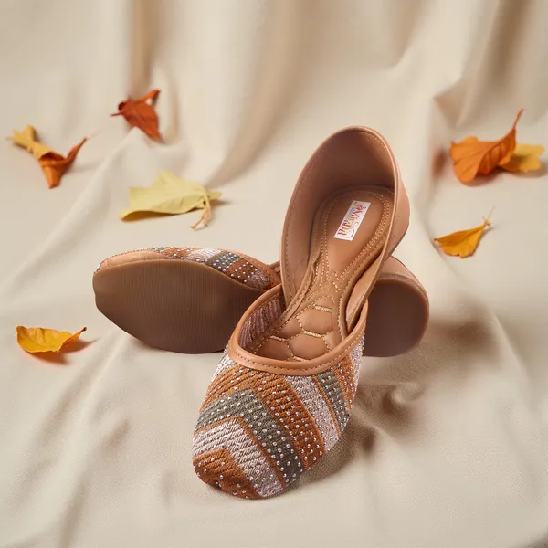 Tan_Orange_Bloom_Bridal_Faux_Leather_Jutti_For_Women_&_Girls