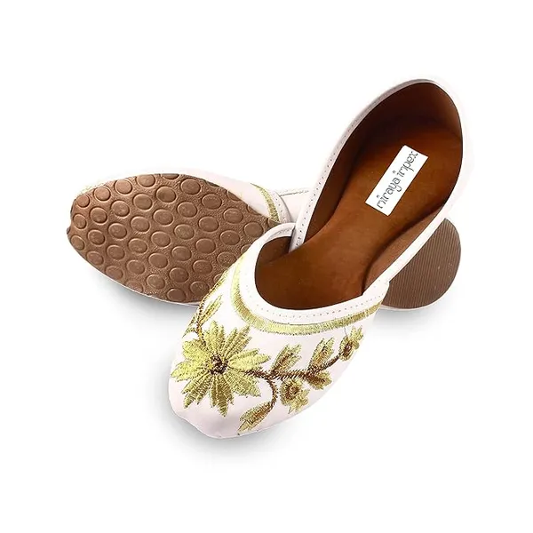 White_Floral_Faux_Leather_Jutti_For_Women_&_Girls