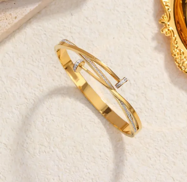Gold_Double_Crystal_Nail_Head_Cross_Stainless_Steel_Bracelet_For_Women