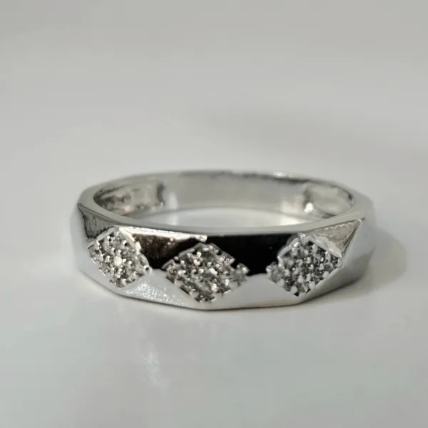 Modern_Geometric_Facet_Silver_Couple'S_Rings