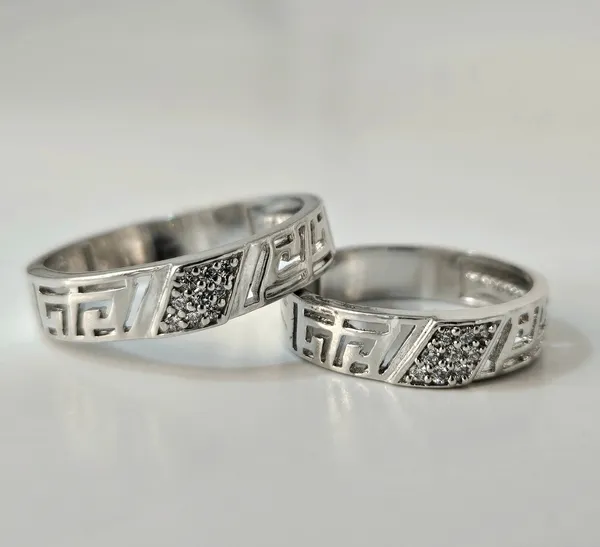 Modern_Greek_Key_Silver_Couple'S_Rings