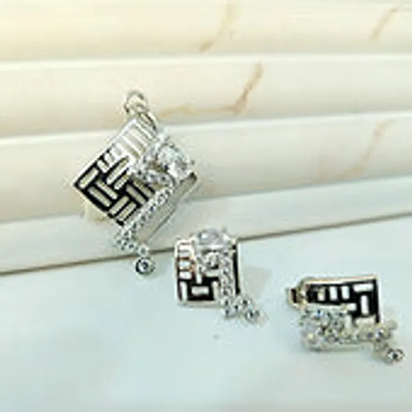 Silver_Geometric_Fretwork_Pendant_Set_With_Pave_Solitaire_Accent