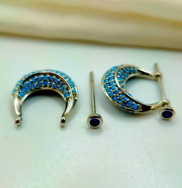 Silver_Turquoise_Pave_Huggie_Hoop_Earrings.