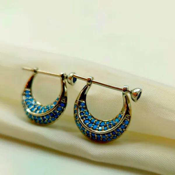 Silver_Turquoise_Pave_Huggie_Hoop_Earrings.