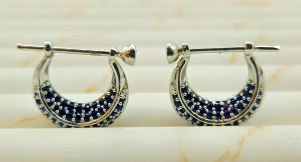 Silver_Pave_Sapphire_Huggie_Hoop_Earrings