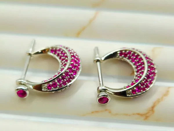 Silver_Pave_Ruby_Huggie_Hoop_Earrings.