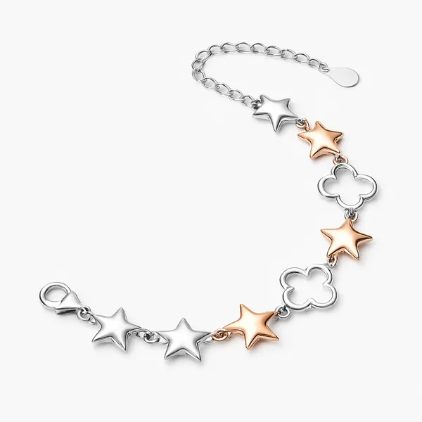 Two-Tone_Star_And_Clover_Link_Bracelet
