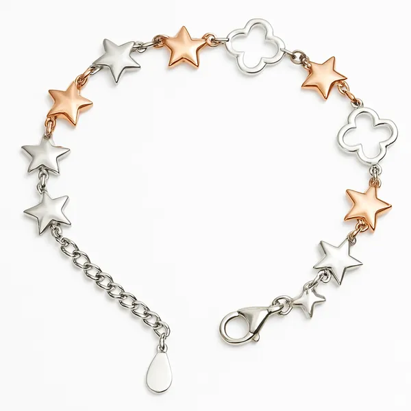 Two-Tone_Star_And_Clover_Link_Bracelet
