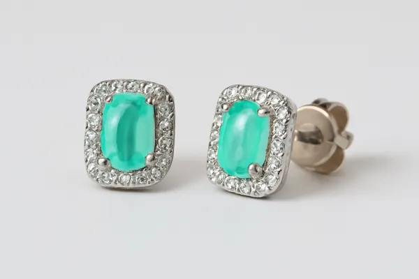 Aqua_Gemstone_Rectangular_Halo_Stud_Earrings