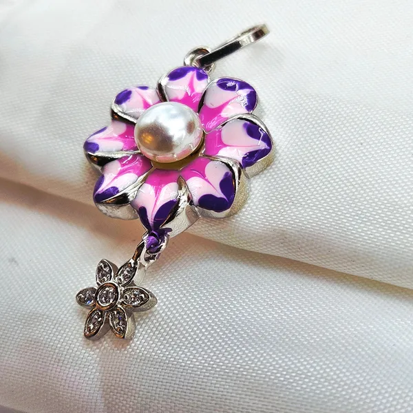 Orange_Enamel_Flower_Pearl_Charm_Pendant