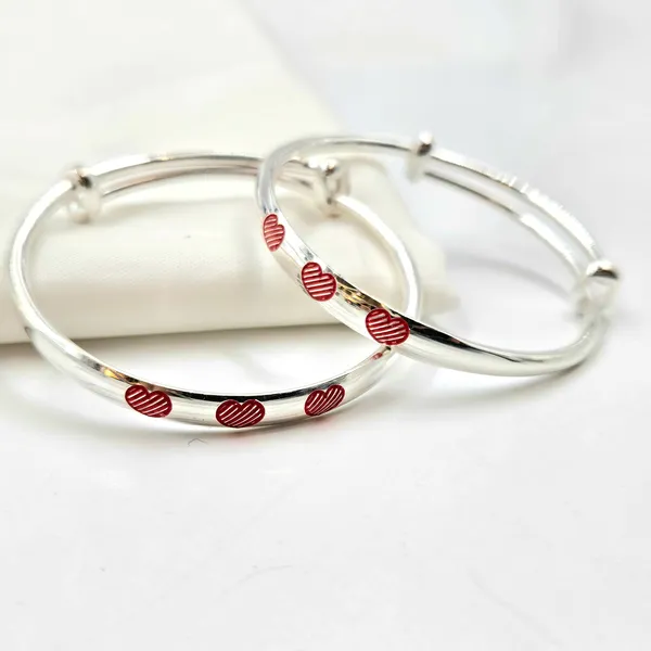 Silver_Baby_Bangles_With_Textured_Red_Enamel_Hearts