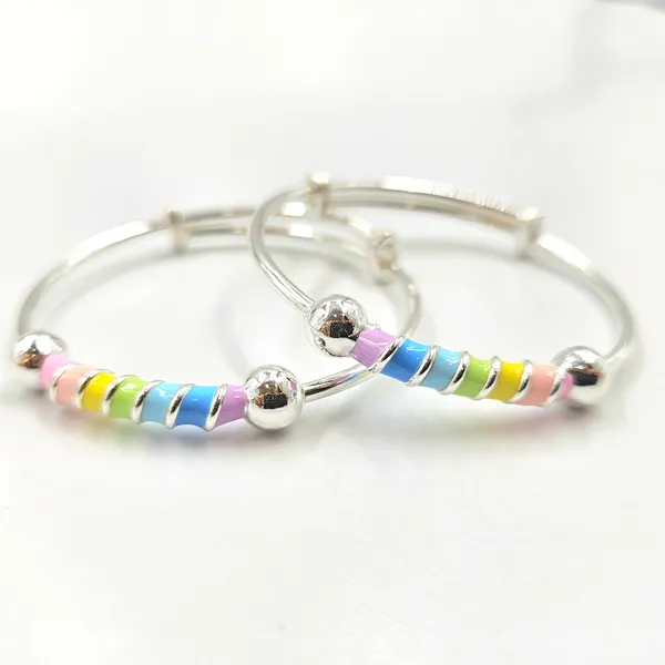 Rainbow_Enamel_Silver_Baby_Bangles